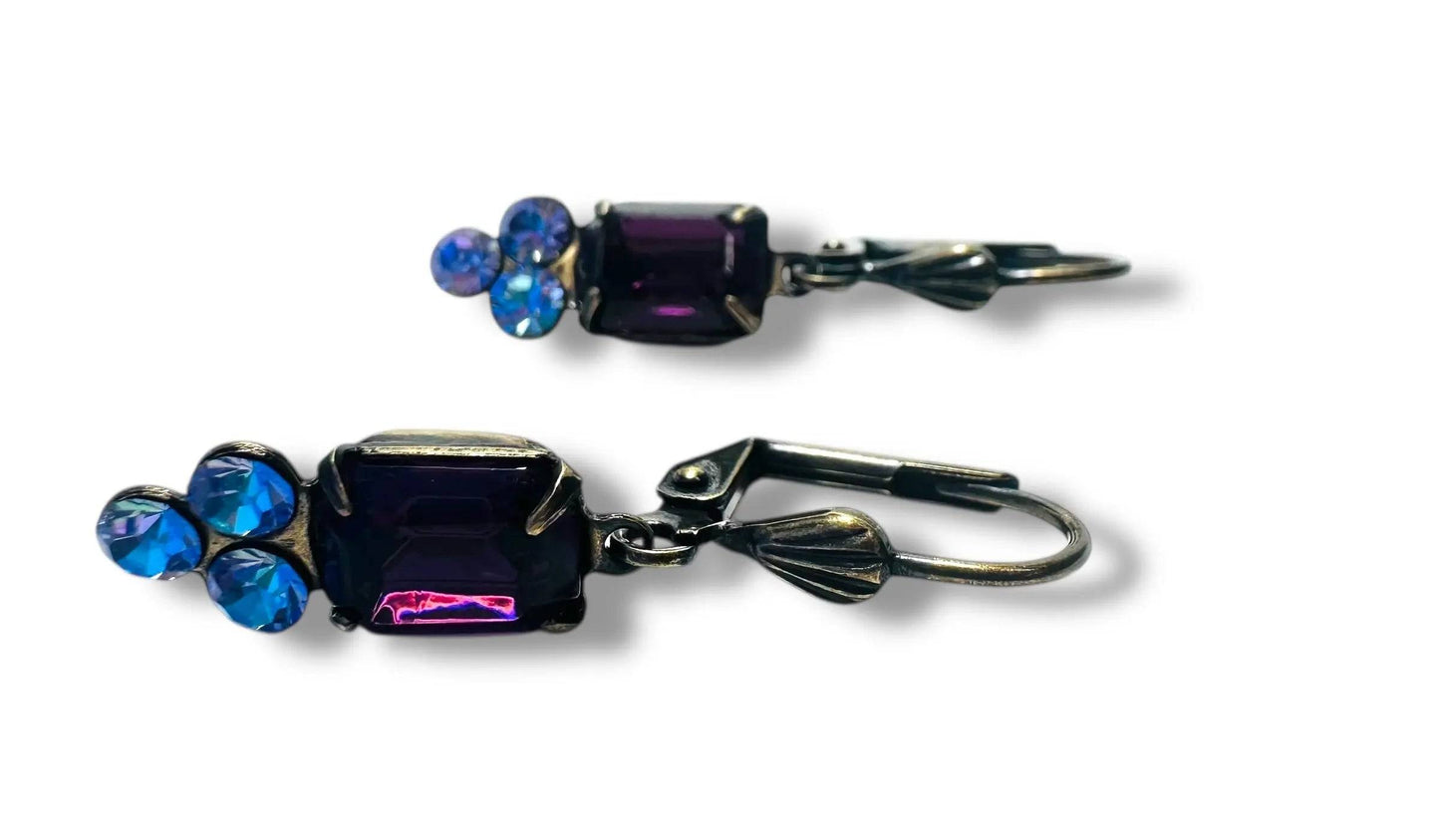 Antique Brass Crystal Dangle Earrings* Janine Gerade