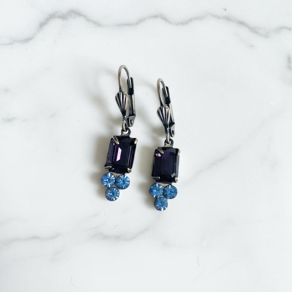 Antique Brass Crystal Dangle Earring
