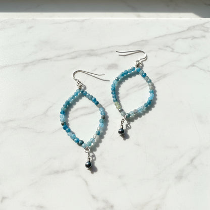 Apatite Earrings, Marquise Hoop Earrings, Blue Earrings Janine Design