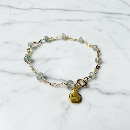 Gold and Silver Dainty  aquamarine bracelet ***