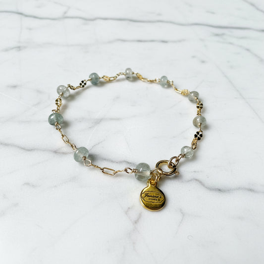 Gold and Silver Dainty  aquamarine bracelet ***