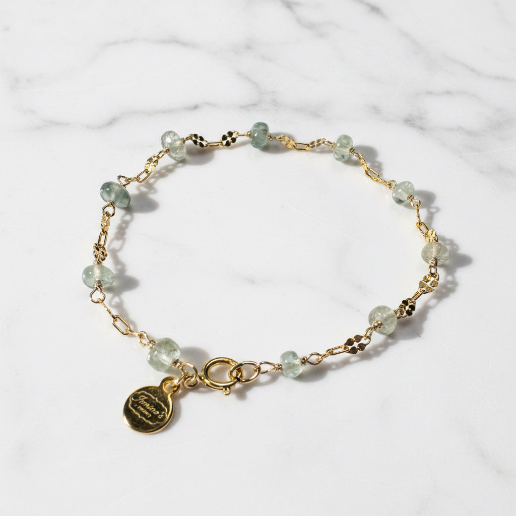 Gold and Silver Dainty  aquamarine bracelet ***