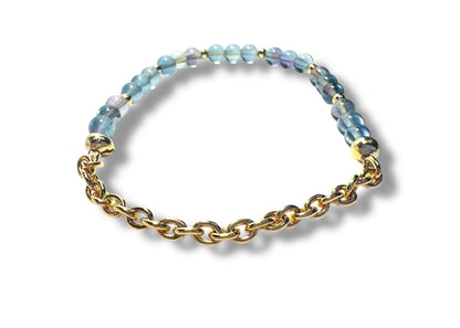 Chain and Gemstone Stretch Bracelet