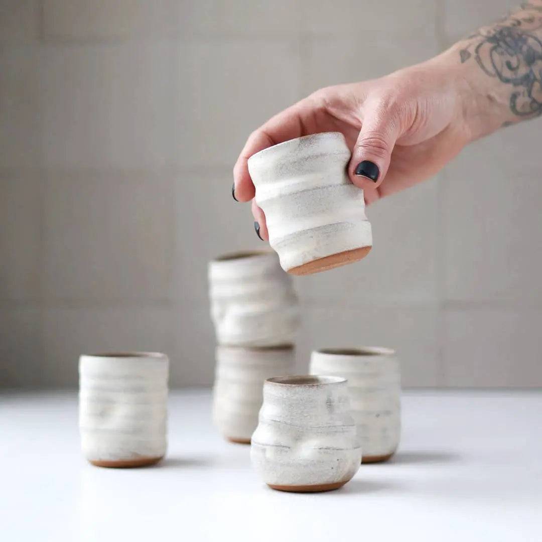 Artist Choice Little Sippers Cream Pottery Shot Cup Gravesco Pottery