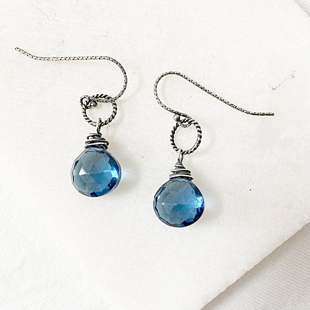 Blue Quartz Earrings-Chevron Chain Earrings Janine Gerade