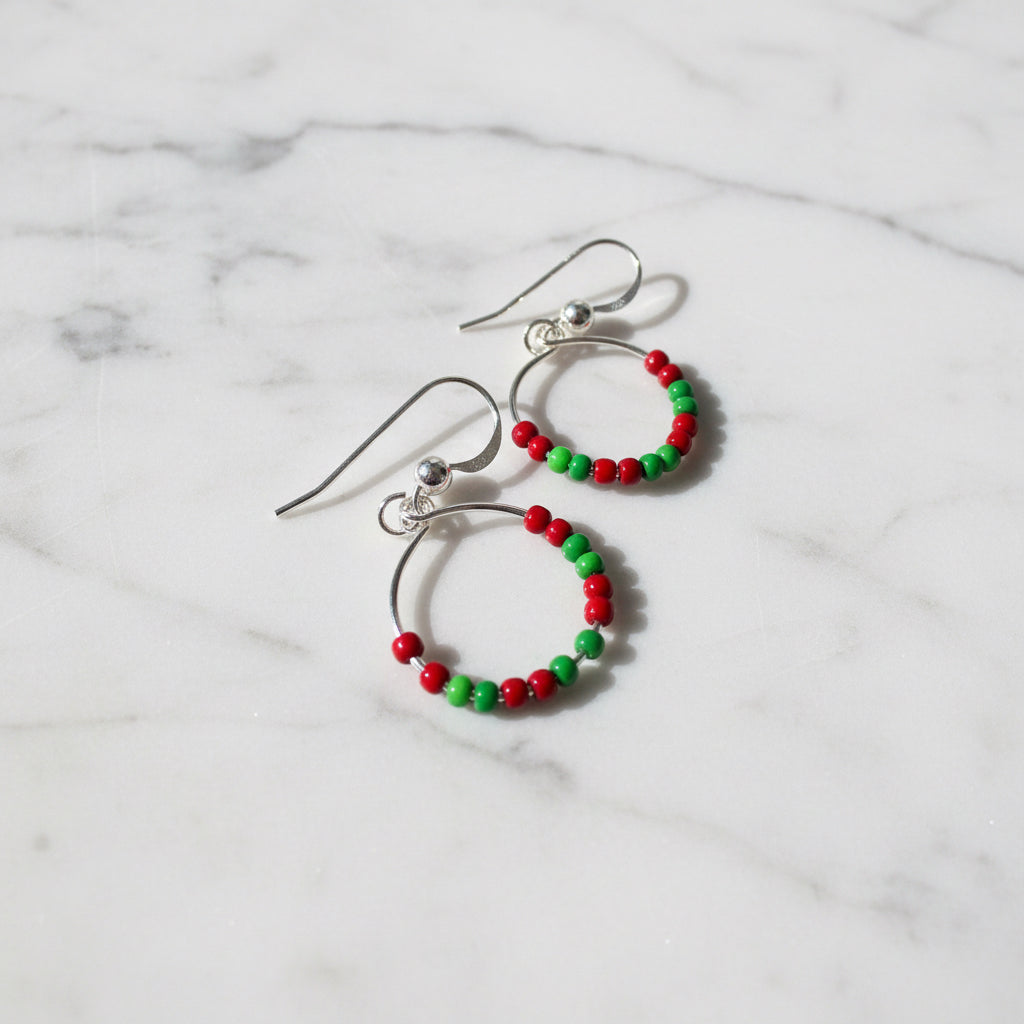 Colorful Beaded Hoop Earrings*