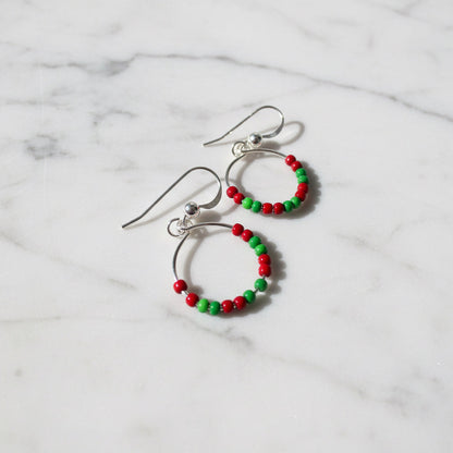 Colorful Beaded Hoop Earrings*