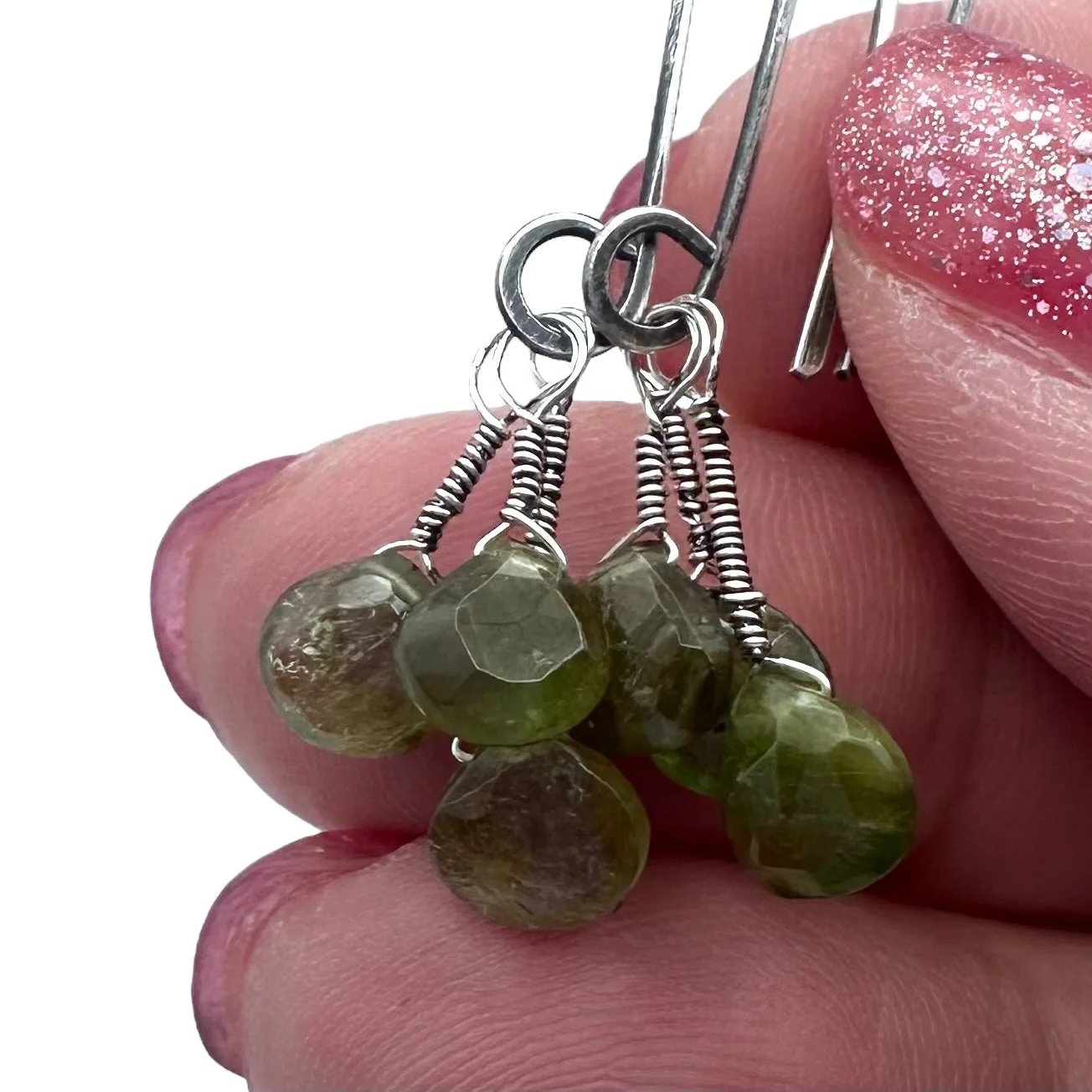 Modern Drop Earrings-Green Tourmaline*