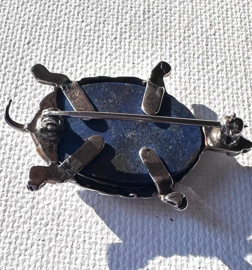 Lapis Lazuli Turtle Brooch/Sterling Pin*