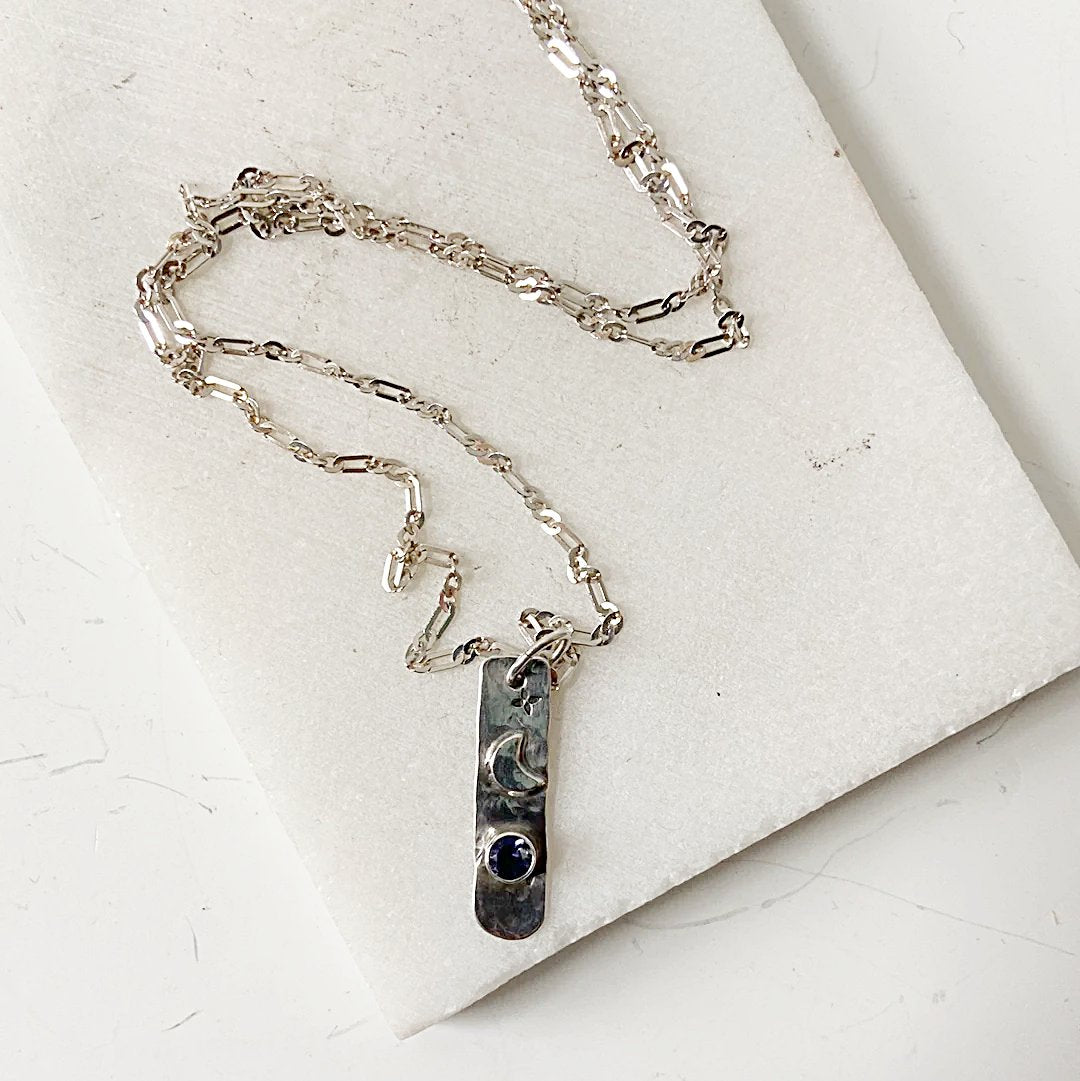 Iolite and Moon Tag Necklace Janine Gerade