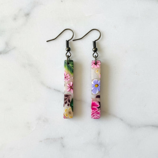 Clay Earrings-Spring Floral Pattern