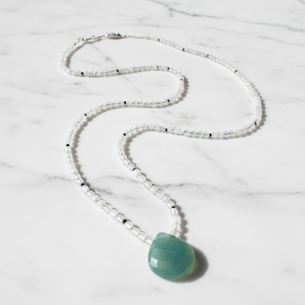 Beaded Gemstone Necklace- chalcedony Teardrop Teardrop* Janine Gerade