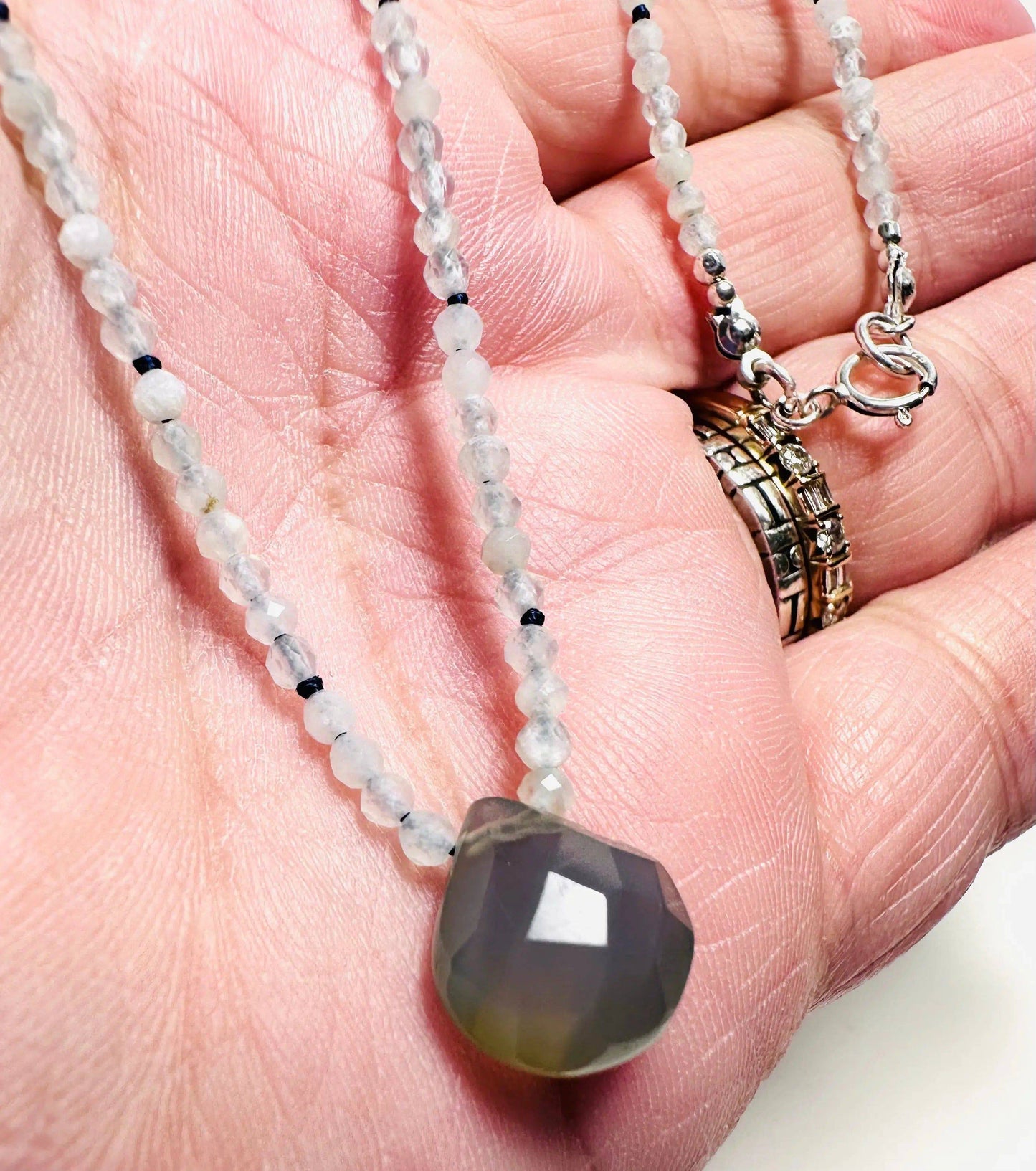 Beaded Gemstone Necklace- chalcedony Teardrop Teardrop* Janine Gerade