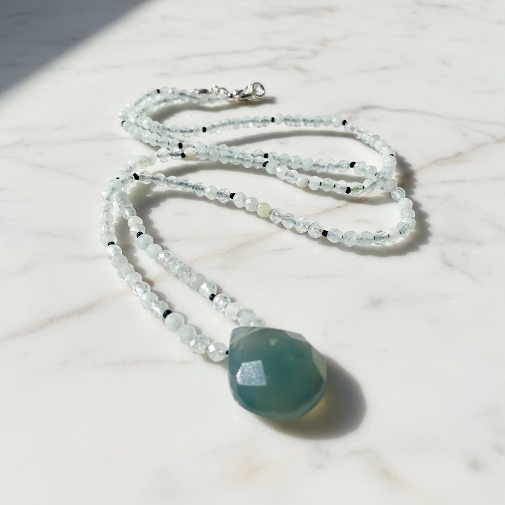 Beaded Gemstone Necklace- chalcedony Teardrop Teardrop* Janine Gerade