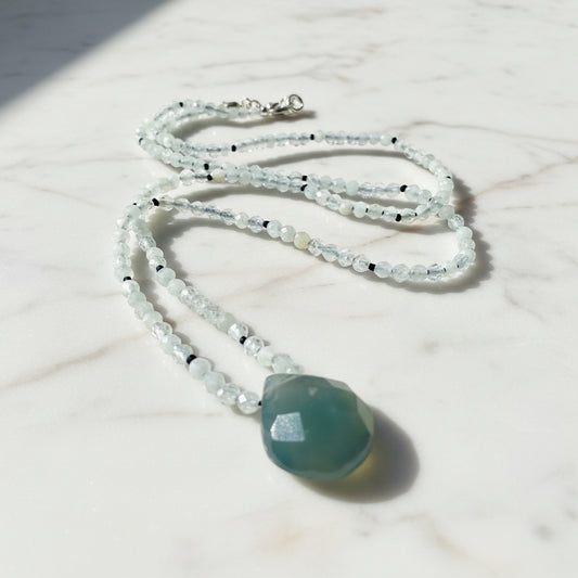 Beaded Gemstone Necklace- chalcedony Teardrop Teardrop* Janine Gerade