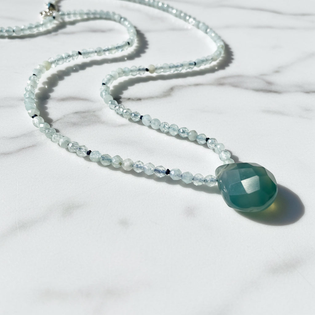 Beaded Gemstone Necklace- chalcedony Teardrop Teardrop* Janine Gerade