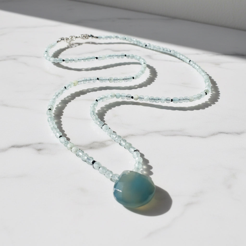 Beaded Gemstone Necklace- chalcedony Teardrop Teardrop* Janine Gerade