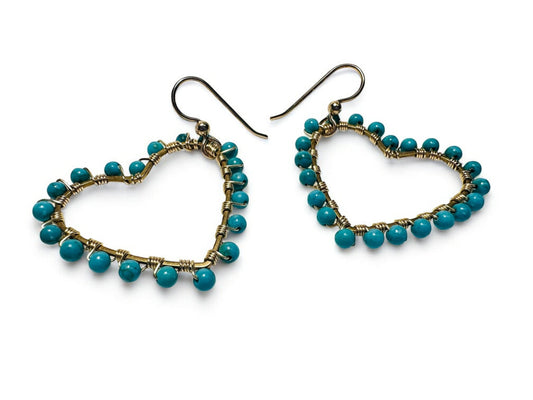Beaded Heart Hoop Earrings*
