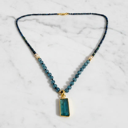 Beaded Kyanite and Chrysocolla Necklace