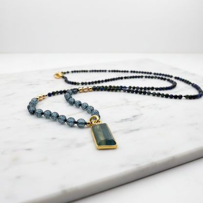 Beaded Kyanite and Chrysocolla Necklace