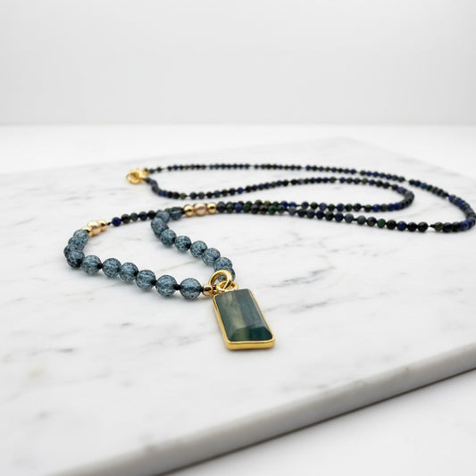 Beaded Kyanite and Chrysocolla Necklace