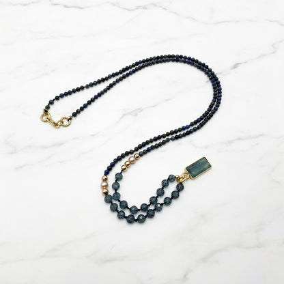 Beaded Kyanite and Chrysocolla Necklace