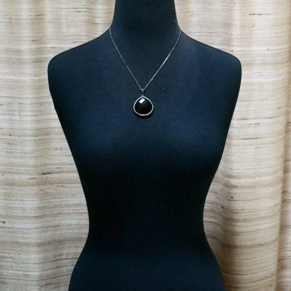 Black Agate and Pave Pendant - Uni-T
