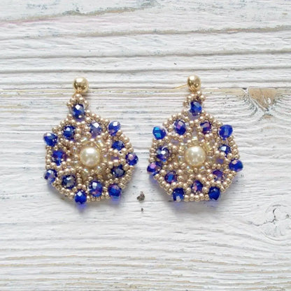 Blue Crystal & Pearl Statement Necklace - Uni-T