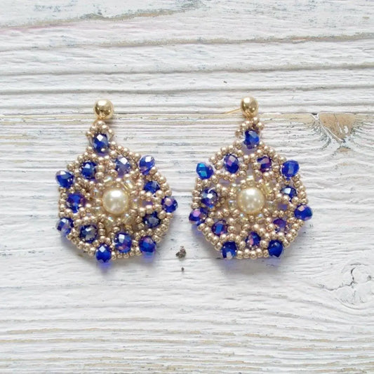 Blue Crystal & Pearl Statement Necklace - Uni-T