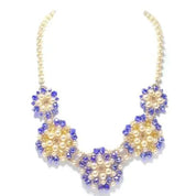 Blue Crystal & Pearl Statement Necklace