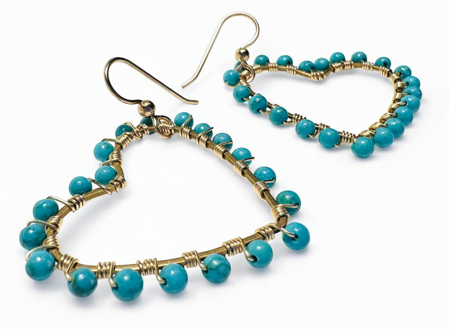 Beaded Heart Hoop Earrings*