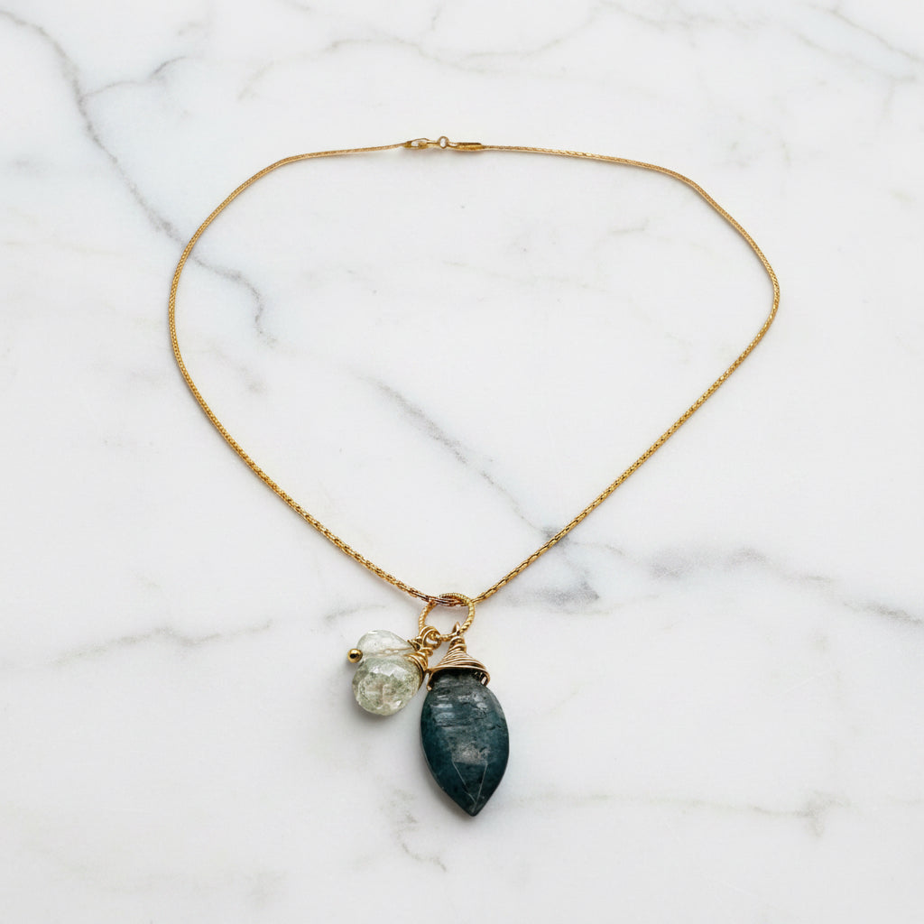 Blue Gemstone Charm Necklace