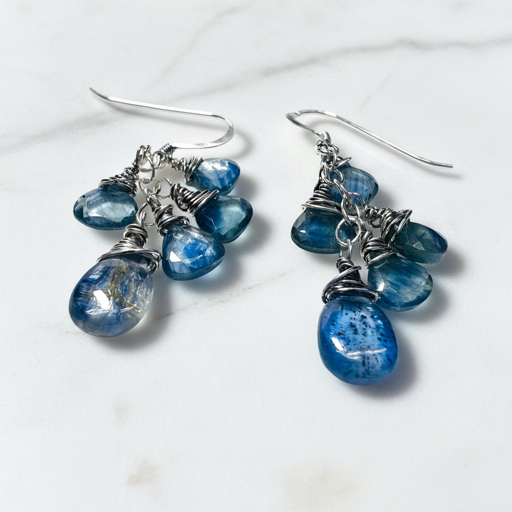 Kyanite Drop Earrings Sterling Silver Design