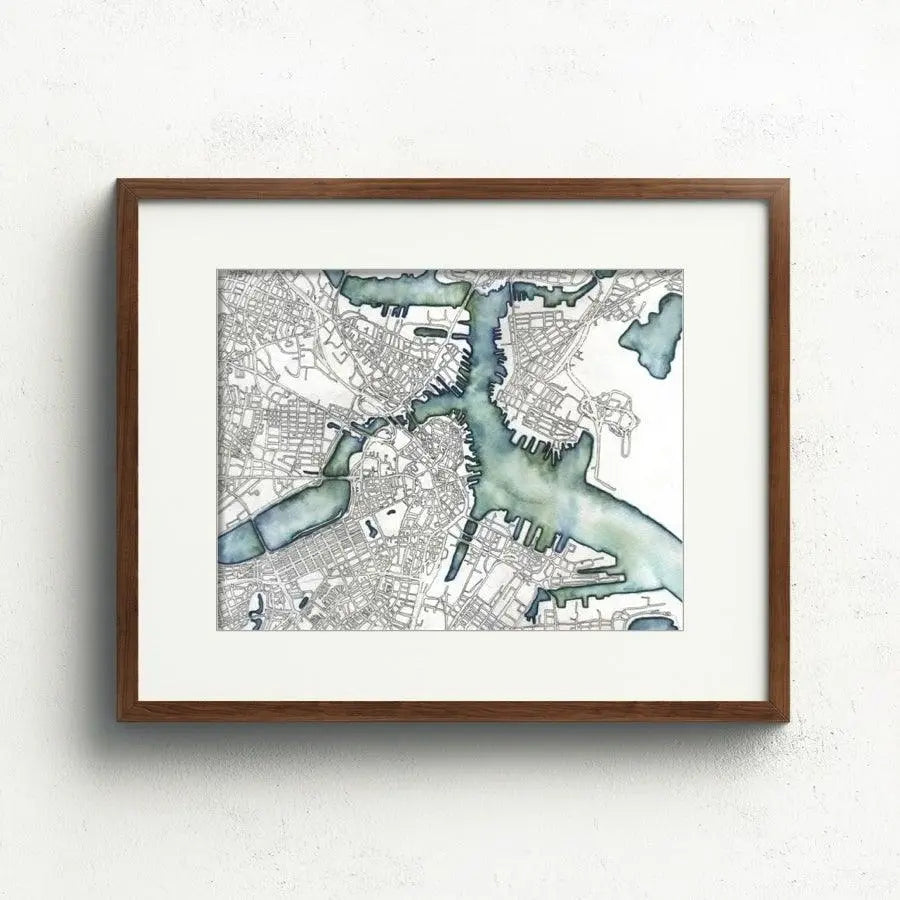 Boston Map Art Print & Card - Uni-T