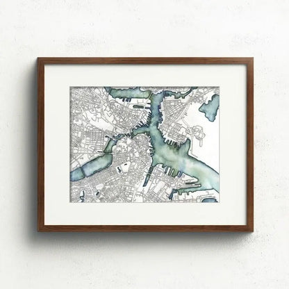Boston Map Art Print & Card - Uni-T