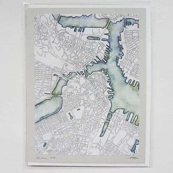 Boston Map Art Print & Card - Uni-T