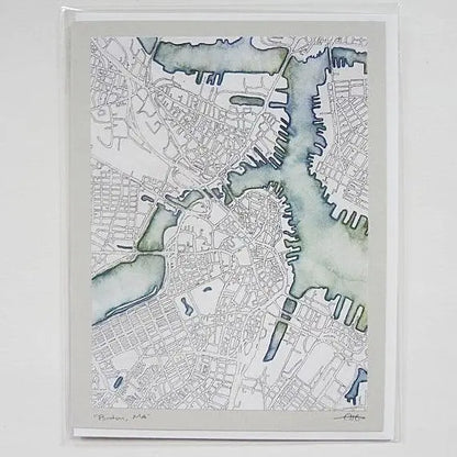 Boston Map Art Print & Card - Uni-T