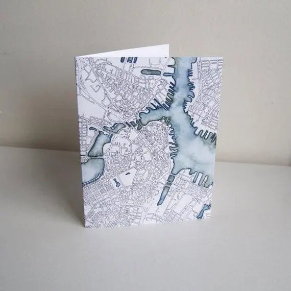 Boston Map Art Print & Card - Uni-T