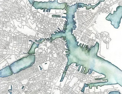 Boston Map Art Print & Card - Uni-T
