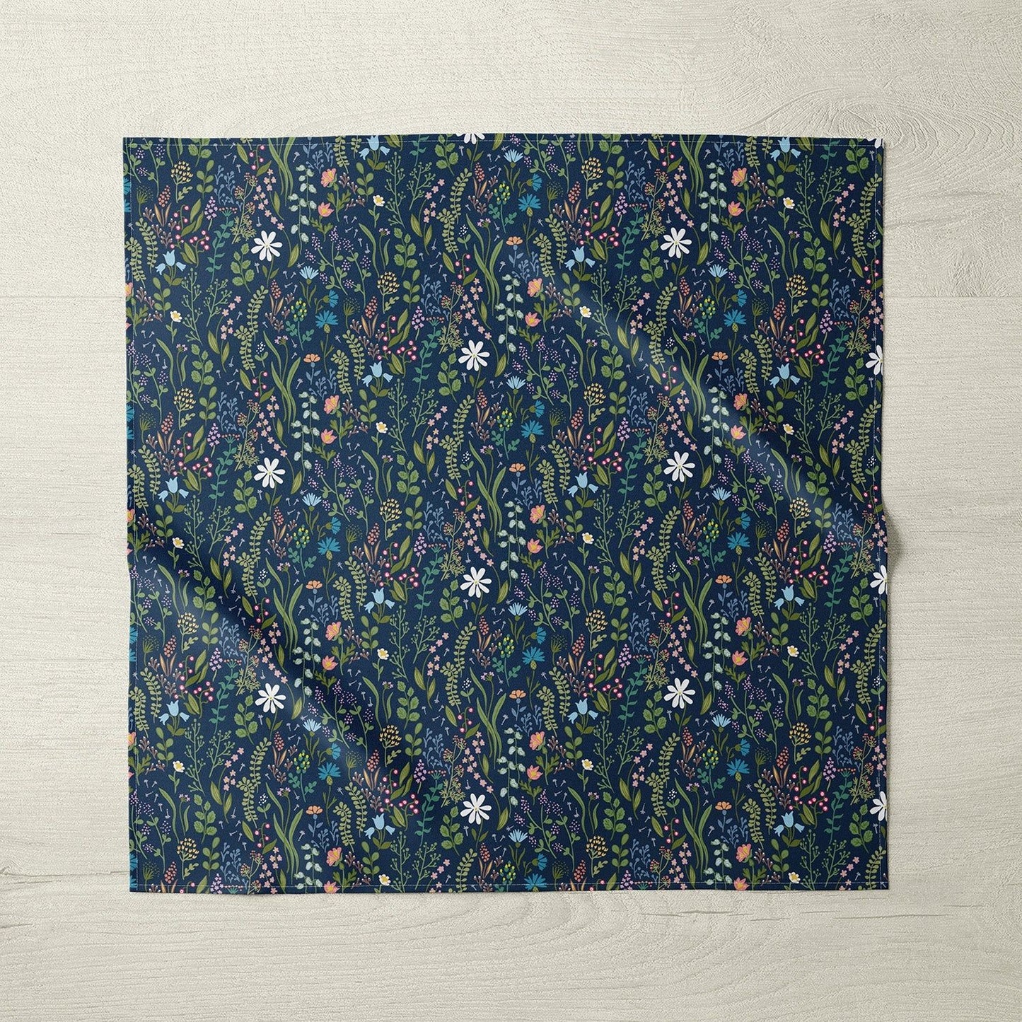 Floral printed fabric napkin on table