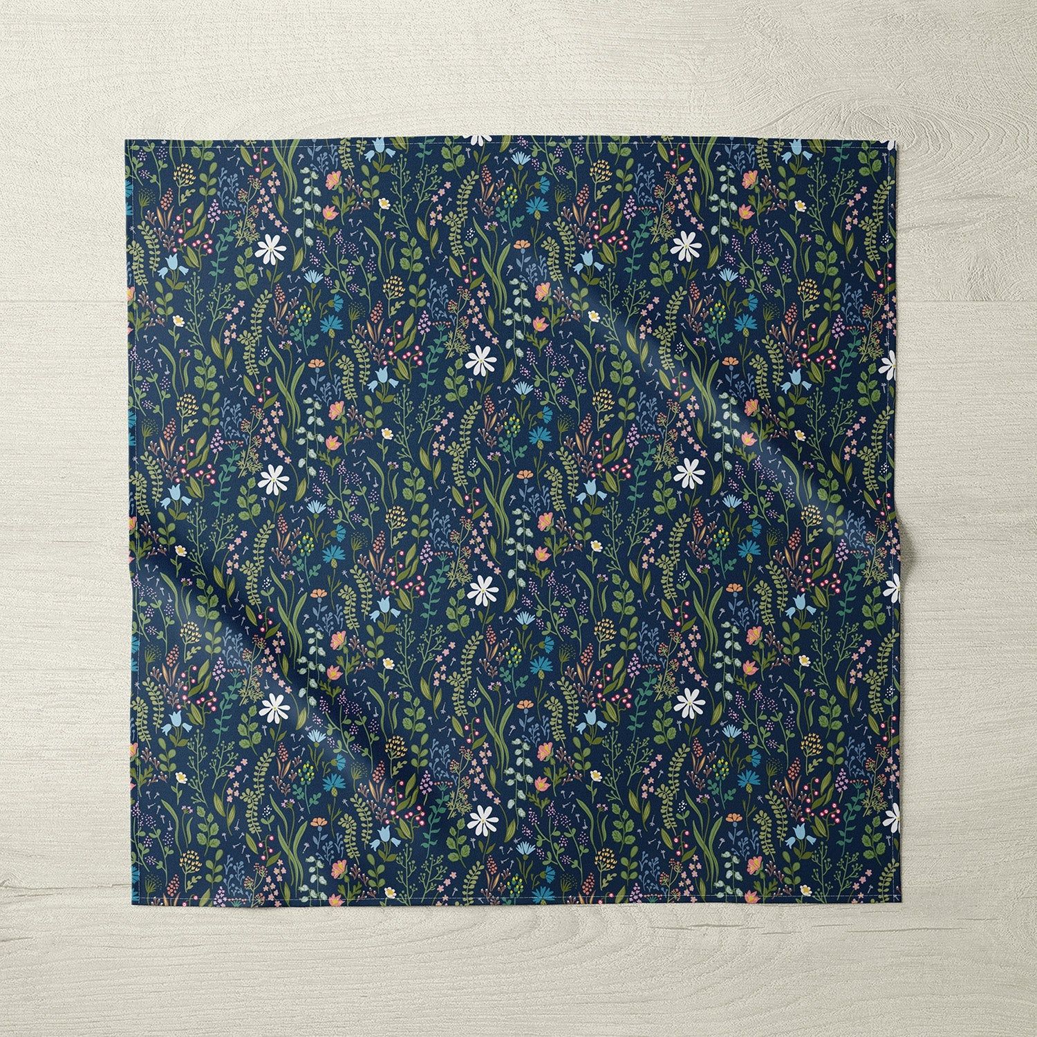 Floral printed fabric napkin on table