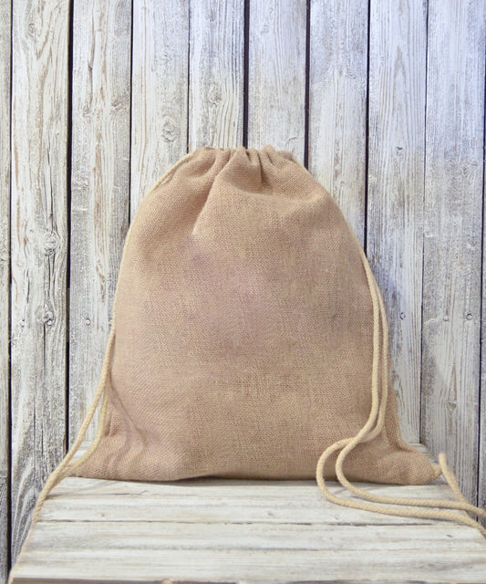 Jute/Burlap drawstring backpack SBS - Uni-T