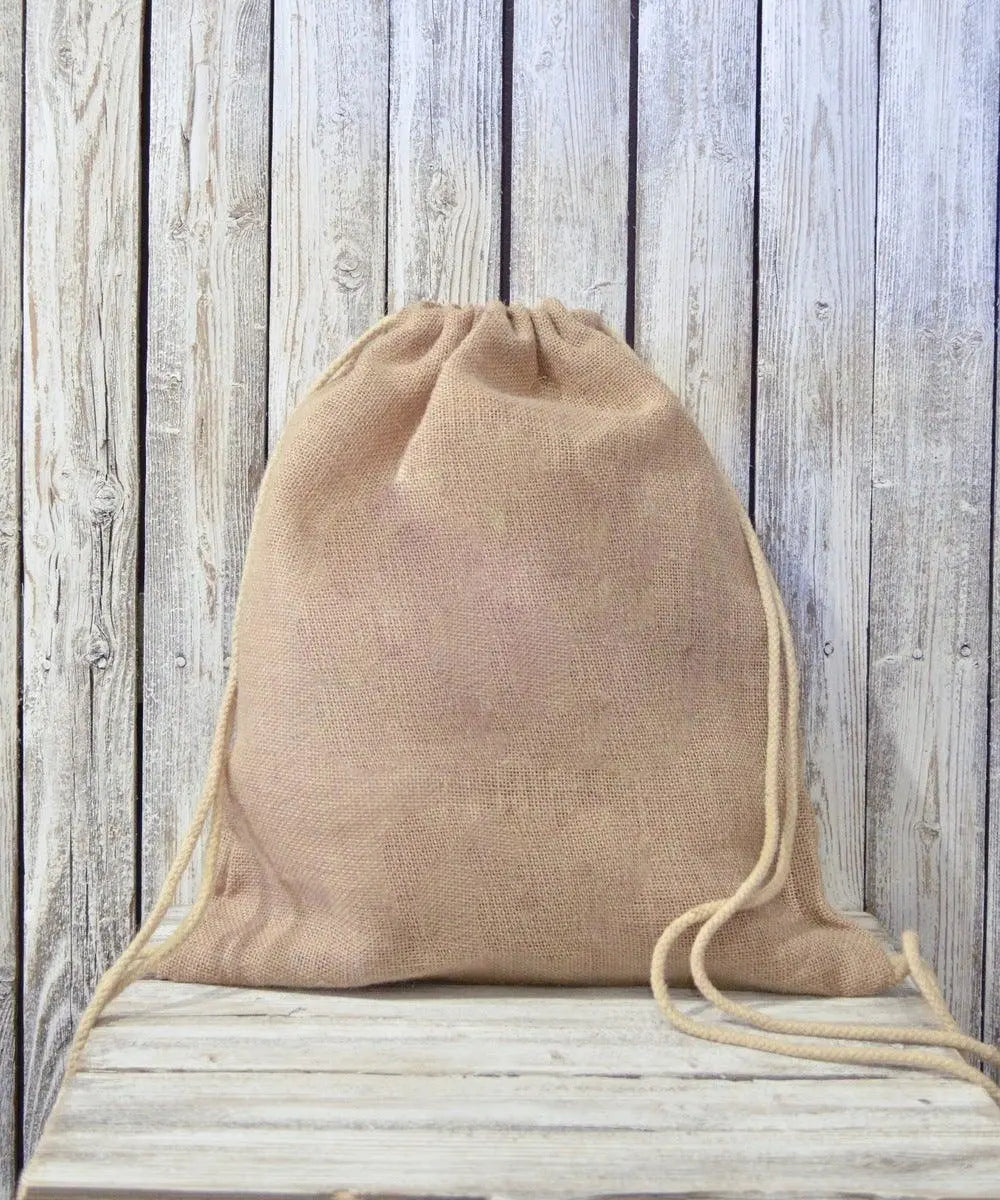 Jute/Burlap drawstring backpack SBS