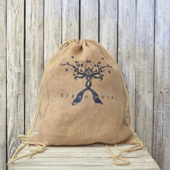 Jute/Burlap drawstring backpack SBS - Uni-T