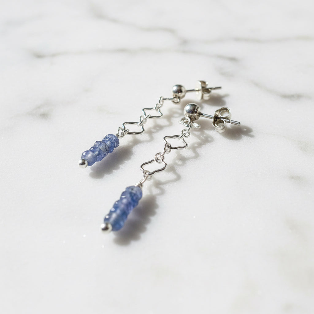 Chain Stud Earrings-Iolite Gemstone Earrings*