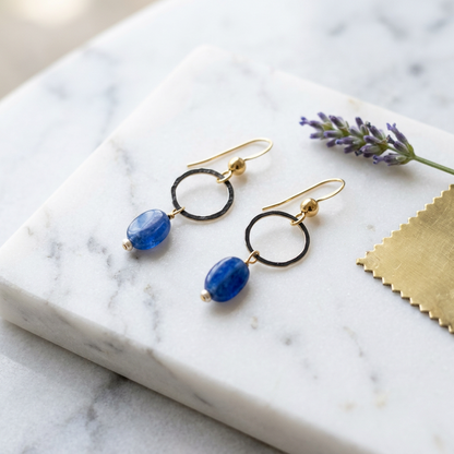 Kyanite Circle Drop Earrings