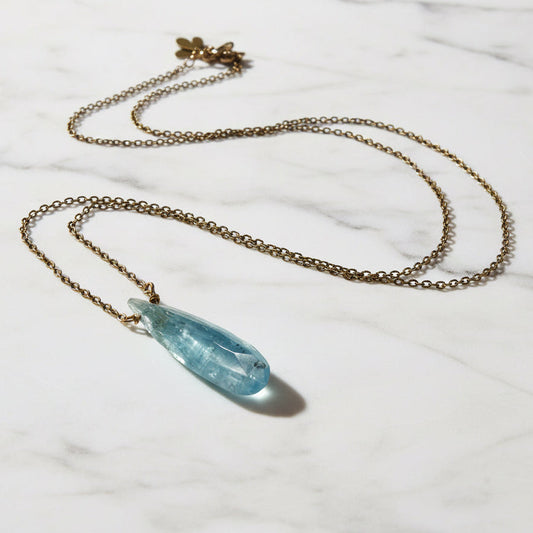Aquamarine gold filled necklace with pendant