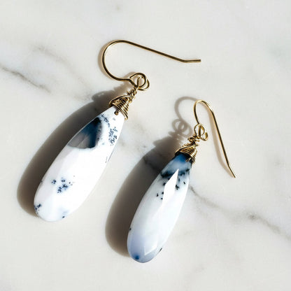 Dendritic Opal Teardrop Earrings*