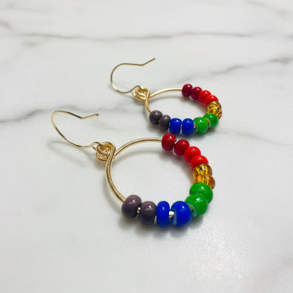 Colorful Beaded Hoop Earrings*