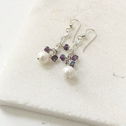 Cultured Pearl Earrings, Amethyst Earrings-Uni-T Janine Gerade